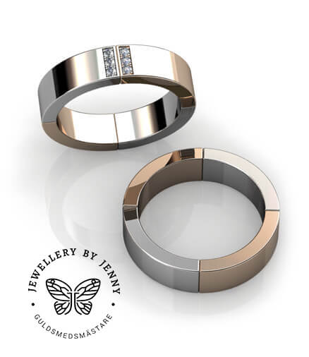 tvåfärgade förlovningsringar