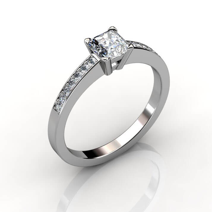 förlovningsring med prinsess slipad diamant