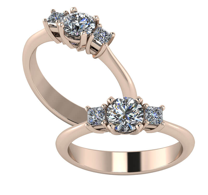 trestensring i roséguld