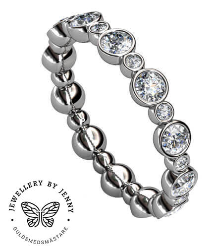 Helalliansring vitguld med diamanter